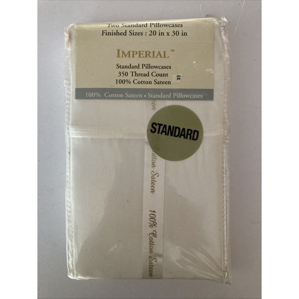 Imperial Collection Two Standard 100% Cotton Sateen Pillowcases 350 Thread CT.